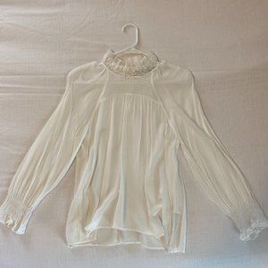 Zara White Romantic Blouse